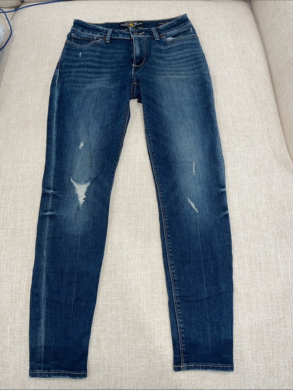 Lucky Brand Dark Blue Distressed Skinny Jeans